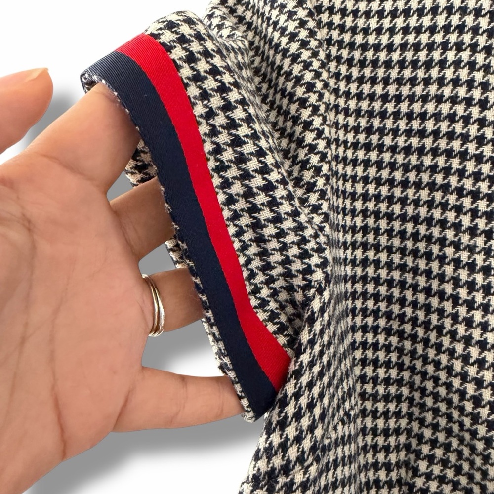 Boden Black & White Houndstooth Shift Dress with Red Trim - Picture 5 of 14